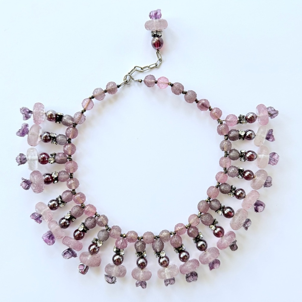 Vintage 1930s Louis Rousselet French Couture Glass Bead & Rhinestone Necklace